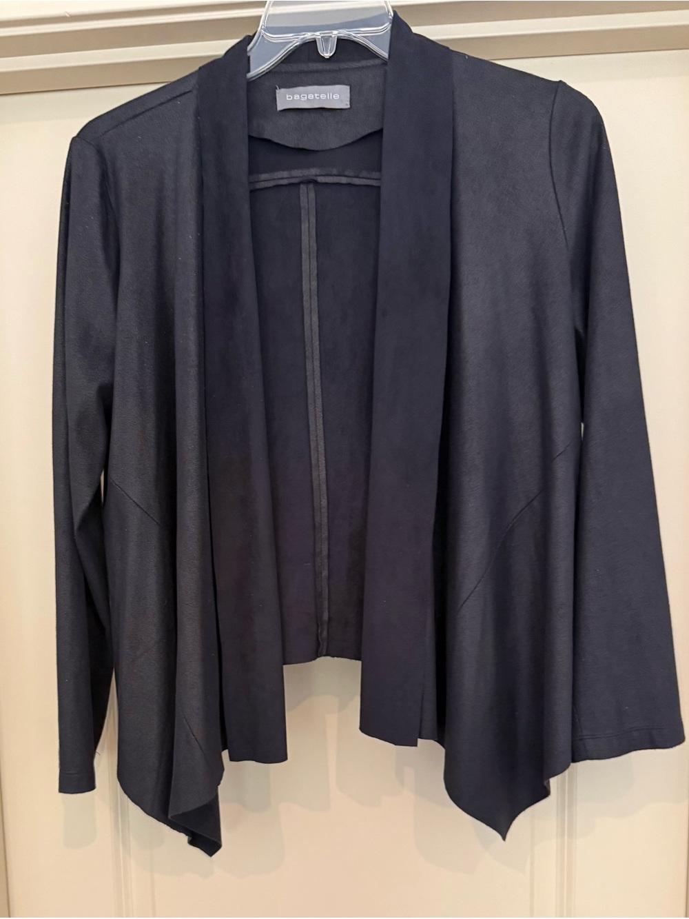 bagatelle charcoal Draped Open-Front Cardigan Jacket